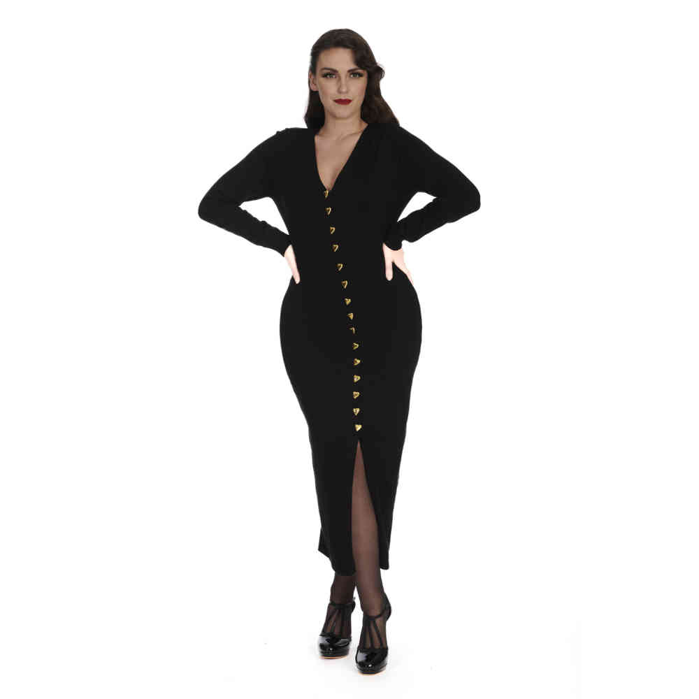 Banned - Enid Knit Bleistift kleid - Schwarz
